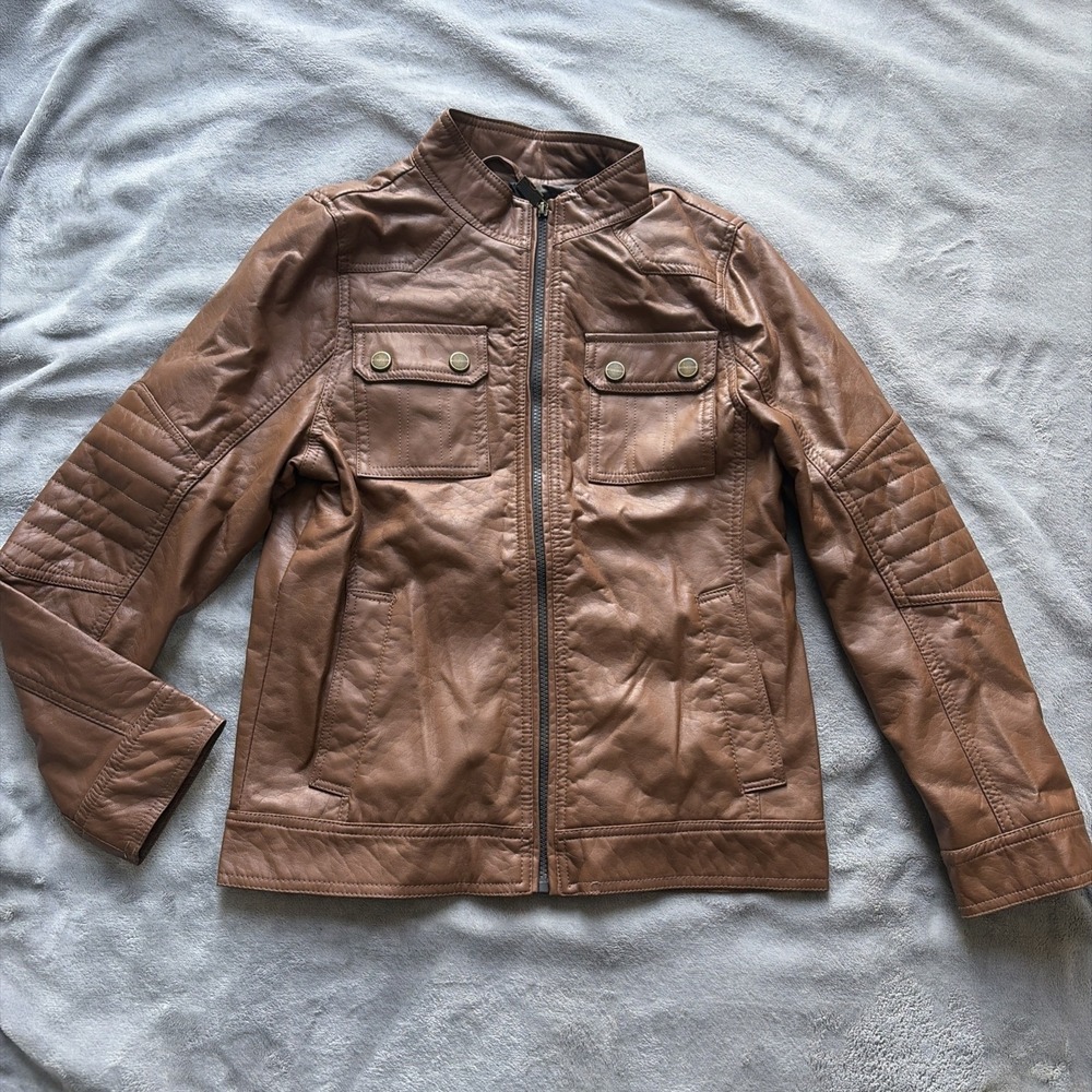 Urban Republic Boys Brown Jacket - Size L - 14/16 Faux Leather